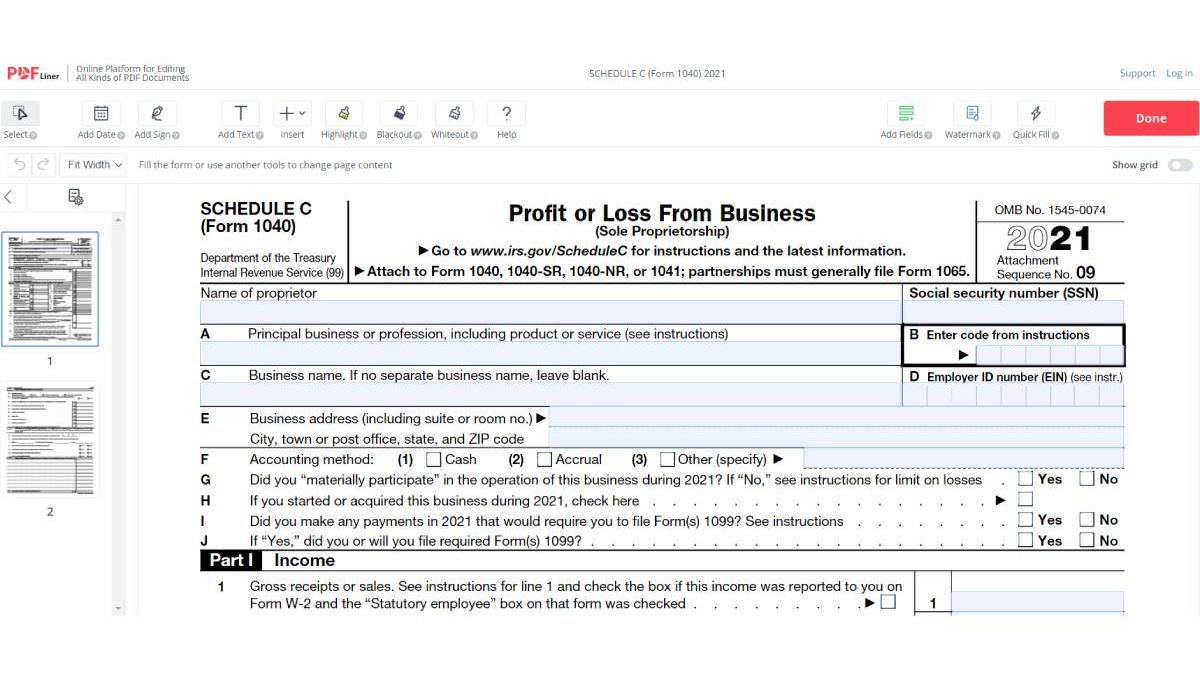 Schedule C Instructions for Self-Employed to File Form 1040