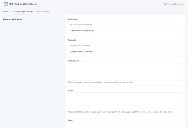 Step 5- Under Sitemap Exclusions